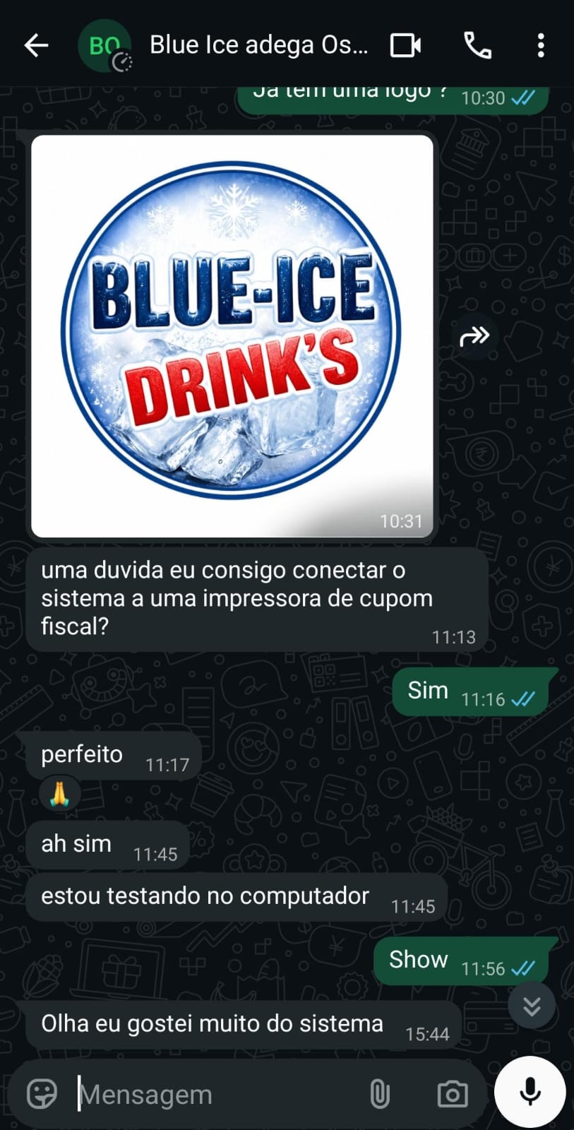 Print de conversa com cliente — AdegaApp